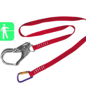 Slinga para Arnés de Seguridad "POSICIONAMIENTO" 1.8mt. 1 Gancho Grande Fijo de ALUMINIO FORJADO (Apertura 2 1/2”) / 1 Mosquetón de Seguridad DURO ALUMINIO. Zubi-Ola®